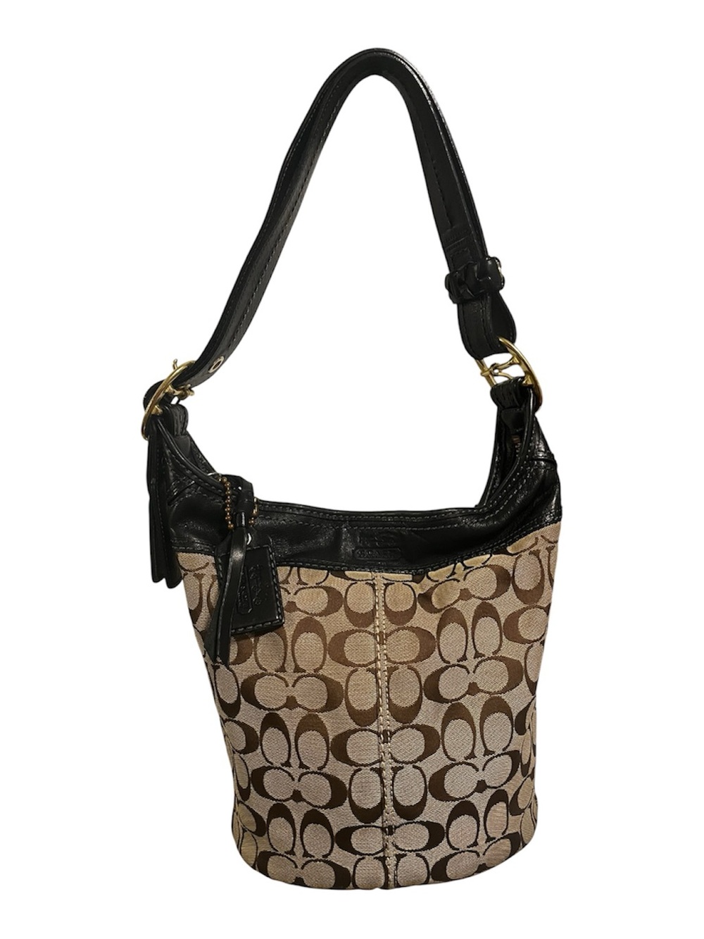 Coach Vintage Y2K Bleecker Signature Duffle Shoulder 
Bag #11437 - Khaki/Black